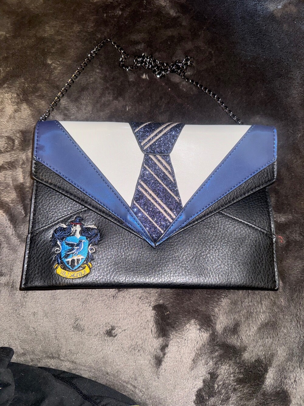 Danielle Nicole Ravenclaw Clutch Purse Black Blue Faux Leather Harry Potter